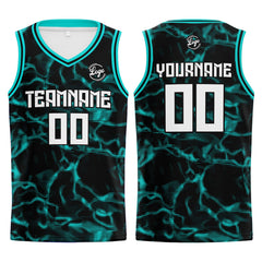 Benutzerdefinierter Schwarz Teal Basketball Jersey Uniform Anzug gedruckt Ihr Logo Name Nummer
