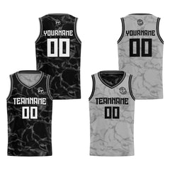 Benutzerdefinierte Schwarz Grau Reversible Basketball Jersey Personalisierte Print Name Nummer Logo