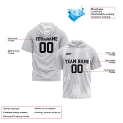 Benutzerdefinierte Grau Kurzarm-Kapuzenpullover für Männer Frauen Hemden mit Kapuzen gedruckt Name Logo