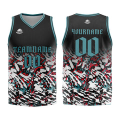 Benutzerdefinierter Schwarz Rot Grün Basketball Jersey Uniform Anzug gedruckt Ihr Logo Name Nummer