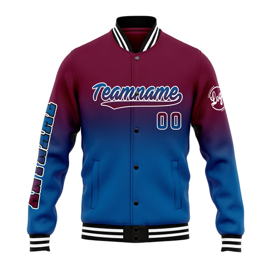 Benutzerdefinierte Verlauf Varsity-Jacke. Letterman-Jacke Burgunderblau