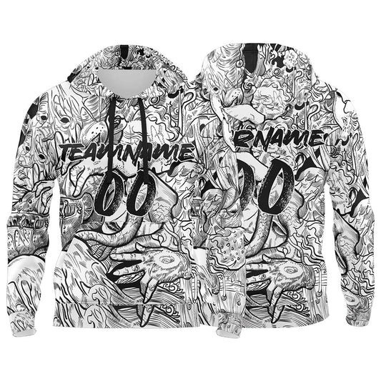 Benutzerdefinierter Sweatshirt-Hoodie für Mann, Frau, Mädchen, Junge. Drucken Sie Ihr Logo, Ihren Namen und Ihre Nummer Weiß