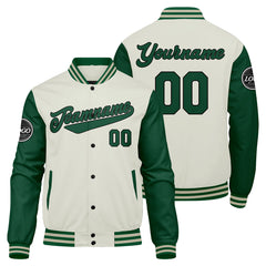 Benutzerdefinierte Verlauf Varsity-Jacke. Letterman-Jacke Grün Grüne Creme