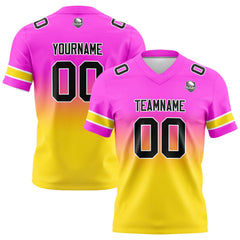 Benutzerdefinierte Rosa & Gelb Gradient Fußball Trikots Personalisierter Name Nummer Logo