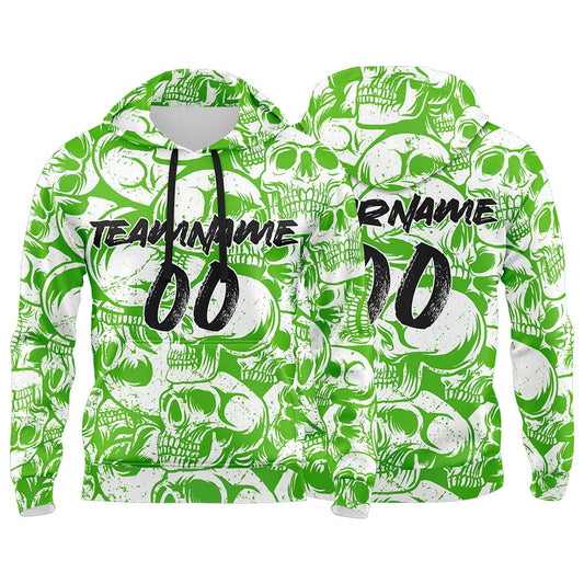 Benutzerdefinierter Sweatshirt-Hoodie für Mann, Frau, Mädchen, Junge. Drucken Sie Ihr Logo, Ihren Namen und Ihre Nummer Grün&Weiß