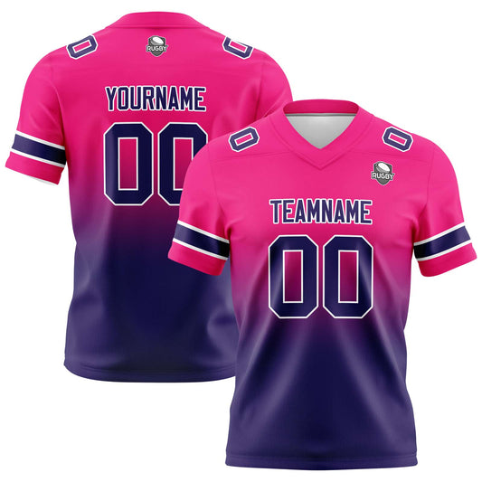 Benutzerdefinierte Rose & Dunkel Lila Gradient Fußball Trikots Personalisierter Name Nummer Logo