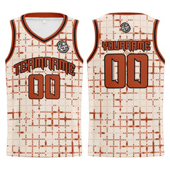 Benutzerdefinierter Creme Rötlich Braun Basketball Jersey Uniform Anzug gedruckt Ihr Logo Name Nummer