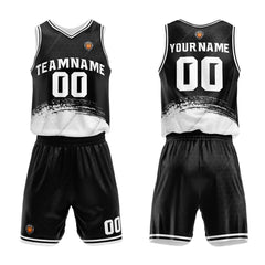 Benutzerdefinierter Schwarz Weiß Basketball Jersey Uniform Anzug gedruckt Ihr Logo Name Nummer
