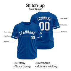 Benutzerdefinierte Authentisch Baseball-Trikot Royal-Weiß