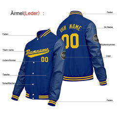 Maßgeschneiderte Blau Letterman Varsity Jacket Individuelle Stickerei Druck nach Ihrem Wunsch