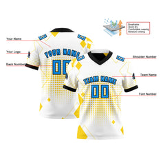 Benutzerdefinierte Weiß Blau Reversibel Fußball Trikot Personalisierte Gradient Fußball Shirts für Männer gedruckt Team Name Nummer Logo