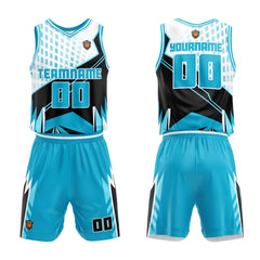 Benutzerdefinierter Hellblau Basketball Jersey Uniform Anzug gedruckt Ihr Logo Name Nummer