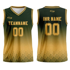 Benutzerdefinierter Olivgrün Hellbraun Farbverlauf Basketball Jersey Uniform Anzug gedruckt Ihr Logo Name Nummer