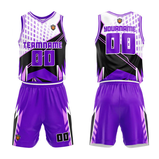 Benutzerdefinierter Lila Basketball Jersey Uniform Anzug gedruckt Ihr Logo Name Nummer
