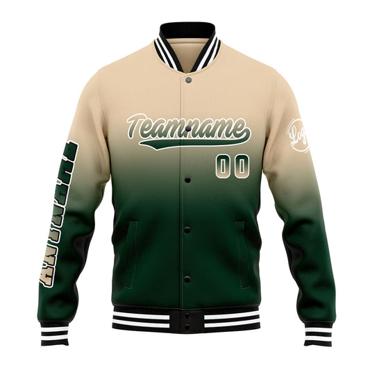 Benutzerdefinierte Verlauf Varsity-Jacke. Letterman-Jacke Khaki Dunkelgrün