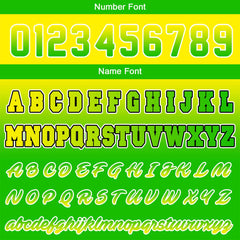 Benutzerdefinierte Verlauf Varsity-Jacke. Letterman-Jacke Gelb Grün