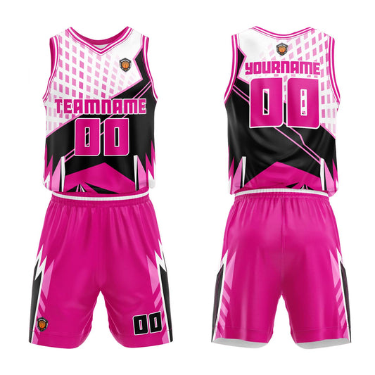 Benutzerdefinierter Rosa Basketball Jersey Uniform Anzug gedruckt Ihr Logo Name Nummer