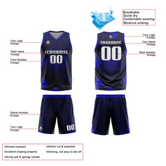 Benutzerdefinierte Royal Reversible Basketball Jersey Personalisierte Print Name Nummer Logo