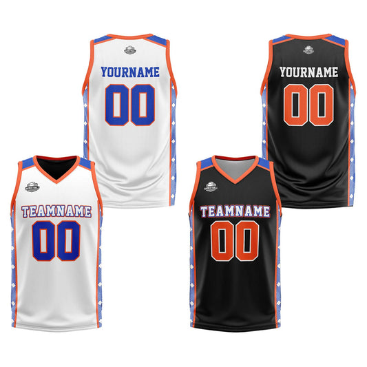 Benutzerdefinierte Royal Orange Reversible Basketball Jersey Personalisierte Print Name Nummer Logo