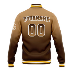 Benutzerdefinierte Verlauf Varsity-Jacke. Letterman-Jacke Braun