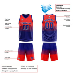 Benutzerdefinierte Reversible Basketball Jersey Personalisierte Print Name Nummer Logo Royal-Rot