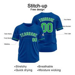 Benutzerdefinierte Authentisch Baseball-Trikot Royal-Grün