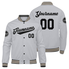 Benutzerdefinierte Verlauf Varsity-Jacke. Letterman-Jacke Grau Schwarz