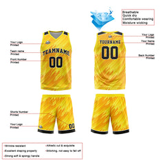 Benutzerdefinierte Gelb Reversible Basketball Jersey Personalisierte Print Name Nummer Logo