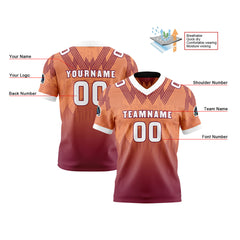 Benutzerdefinierte Rot Orange Reversibel Fußball Trikot Personalisierte Gradient Fußball Shirts für Männer gedruckt Team Name Nummer Logo