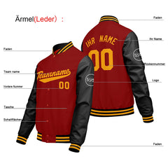Maßgeschneiderte Rot Schwarz Letterman Varsity Jacket Individuelle Stickerei Druck nach Ihrem Wunsch