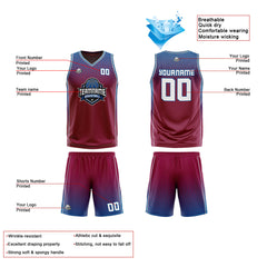 Benutzerdefinierte Rot Weiß Blau Reversible Basketball Jersey Personalisierte Print Name Nummer Logo