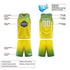 Benutzerdefinierte Gelb Grün Reversible Basketball Jersey Personalisierte Print Name Nummer Logo
