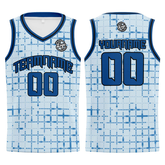 Benutzerdefinierter Hellblau Basketball Jersey Uniform Anzug gedruckt Ihr Logo Name Nummer
