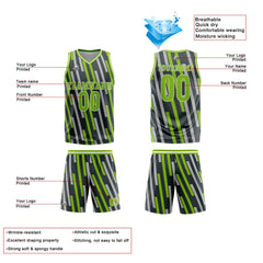 Benutzerdefinierte Grün Grau Reversible Basketball Jersey Personalisierte Print Name Nummer Logo