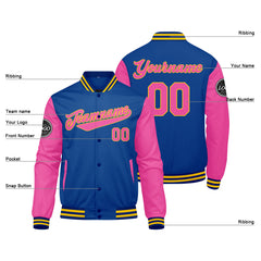 Benutzerdefinierte Verlauf Varsity-Jacke. Letterman-Jacke Royal Rosa