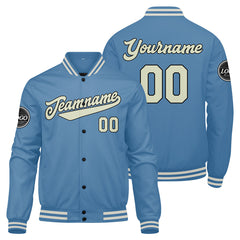 Benutzerdefinierte Verlauf Varsity-Jacke. Letterman-Jacke Hellblaue Creme