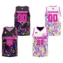 Benutzerdefinierte Rosa Reversible Basketball Jersey Personalisierte Print Name Nummer Logo