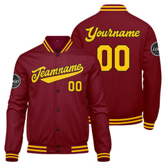 Benutzerdefinierte Verlauf Varsity-Jacke. Letterman-Jacke Karminrot Gelb