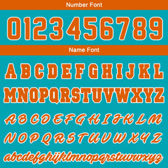 Benutzerdefinierte Varsity-Jacke. Letterman-Jacke für Männer, Frauen und Jugendliche Teal Orange