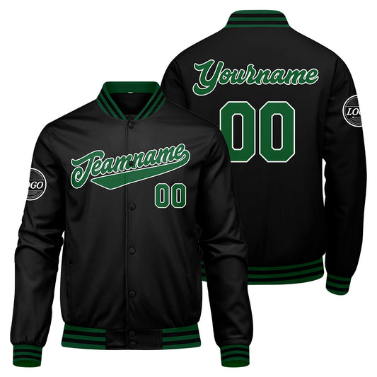 Benutzerdefinierte Verlauf Varsity-Jacke. Letterman-Jacke Grün Schwarz