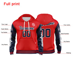 Benutzerdefinierter Marine Rot Hoodie für Mann, Frau, Mädchen, Junge. Drucken Sie Ihr Logo, Ihren Namen und Ihre Nummer