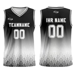 Benutzerdefinierter Schwarz Weiß Farbverlauf Basketball Jersey Uniform Anzug gedruckt Ihr Logo Name Nummer