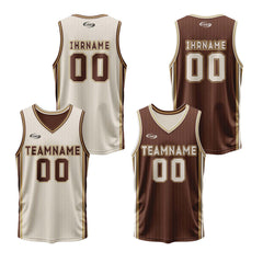 Benutzerdefinierte Cremebraun Reversible Basketball Jersey Personalisierte Drucken Name Nummer Logo