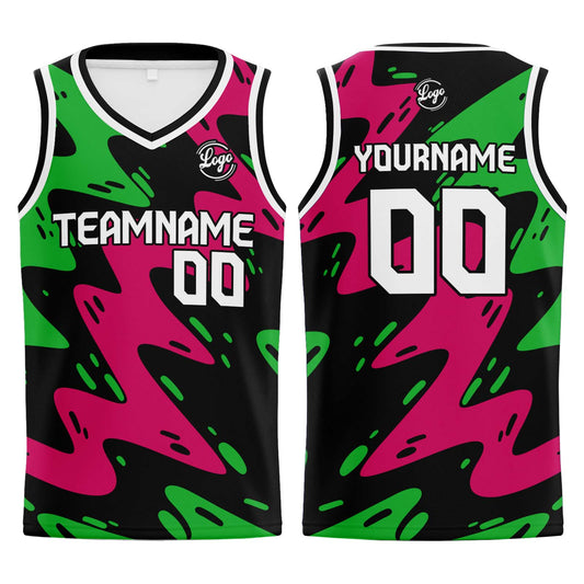 Benutzerdefinierter Schwarze Rose Grün Basketball Jersey Uniform Anzug gedruckt Ihr Logo Name Nummer