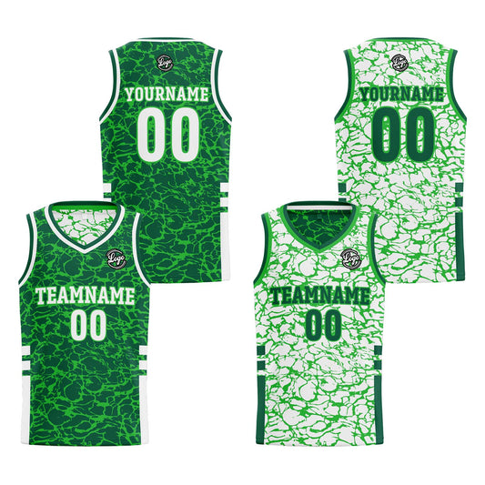 Benutzerdefinierte Grün Reversible Basketball Jersey Personalisierte Print Name Nummer Logo