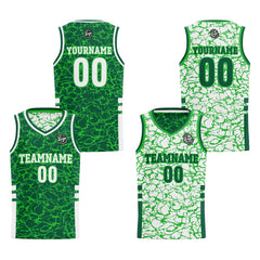 Benutzerdefinierte Grün Reversible Basketball Jersey Personalisierte Print Name Nummer Logo