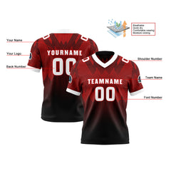 Benutzerdefinierte Rot Schwarz Reversibel Fußball Trikot Personalisierte Gradient Fußball Shirts für Männer gedruckt Team Name Nummer Logo