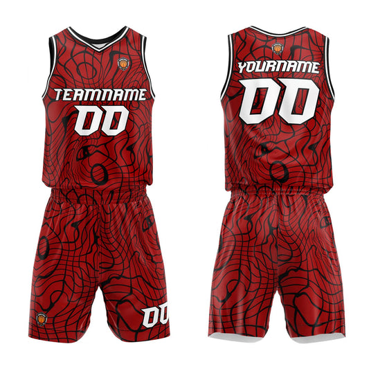 Benutzerdefinierter Rot Basketball Jersey Uniform Anzug gedruckt Ihr Logo Name Nummer