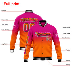 Benutzerdefinierte Verlauf Varsity-Jacke. Letterman-Jacke Rose Orange