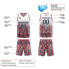 Benutzerdefinierter Weiß Rosa Marine Basketball Jersey Uniform Anzug gedruckt Ihr Logo Name Nummer